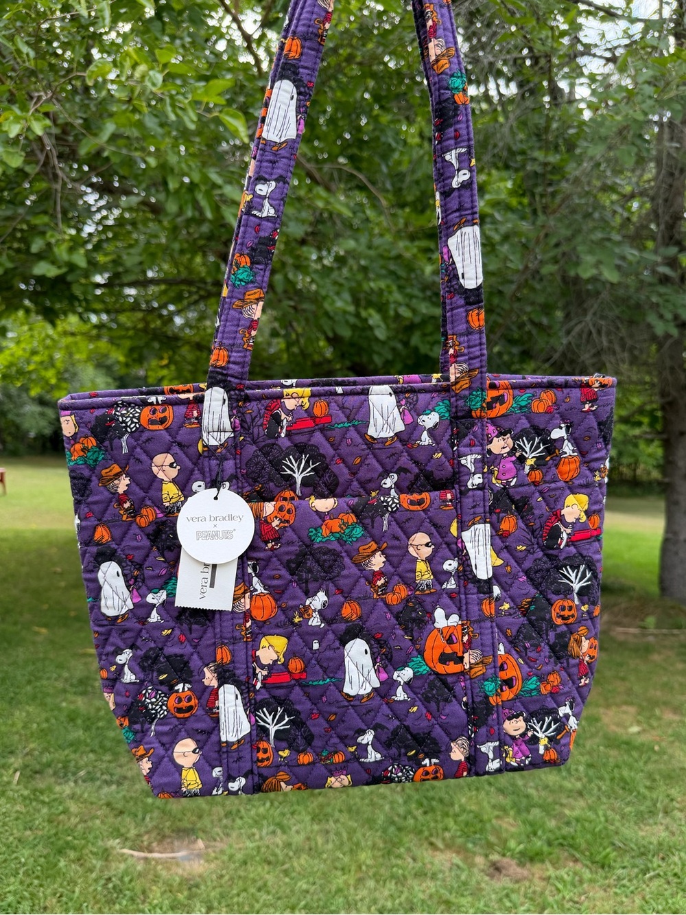 Vera Bradley Peanuts Halloween Indigo Small Vera Tote Snoopy NWT Rare